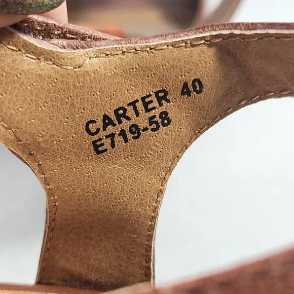 Miz Mooz Carter Leather Open Toe T-Strap Sandals Size 40 US 9 Brown - Picture 10 of 14